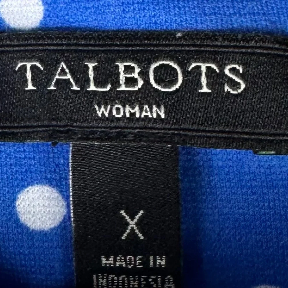 Talbots Dress Sz X 16W 18W Polka Dot Blue Slvlss Retro Rockabilly Swing Flare - Picture 3 of 4